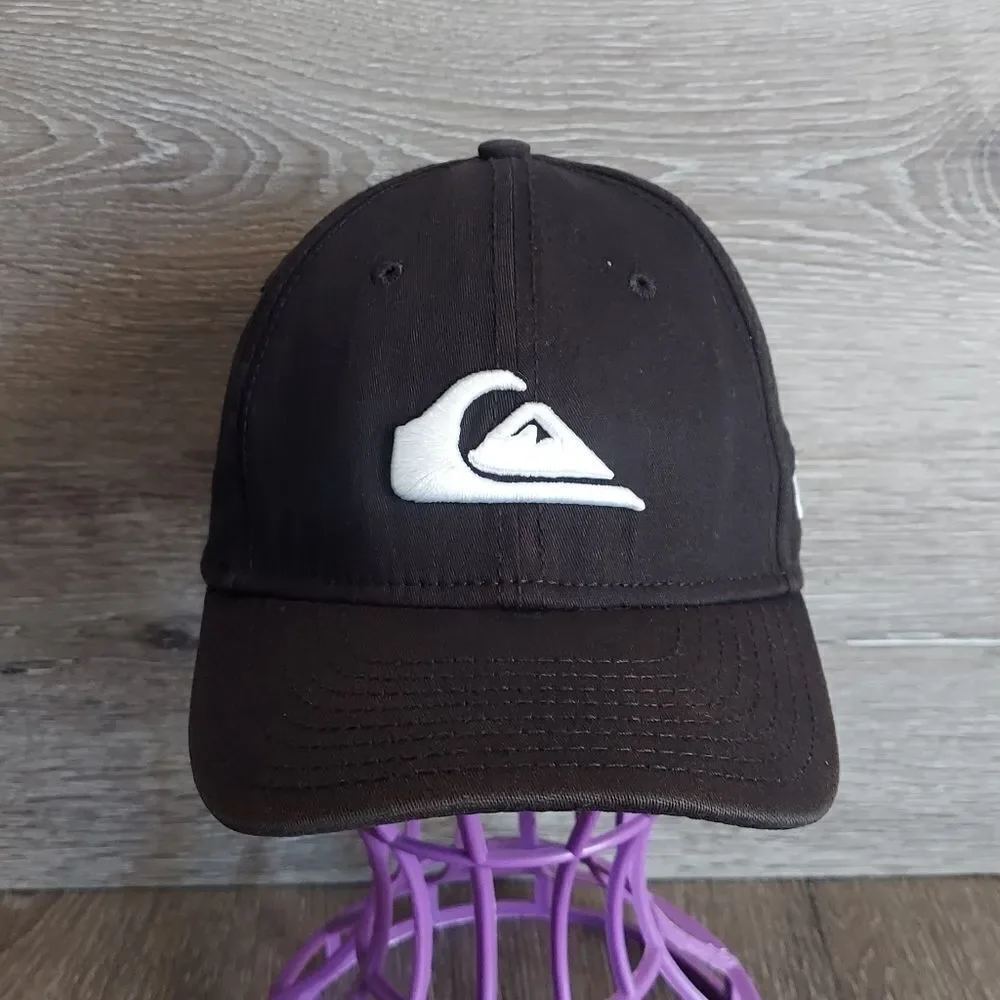Quicksilver Hat New Era 39Thirty Black White Puffy Logo Embroidered Child/Youth